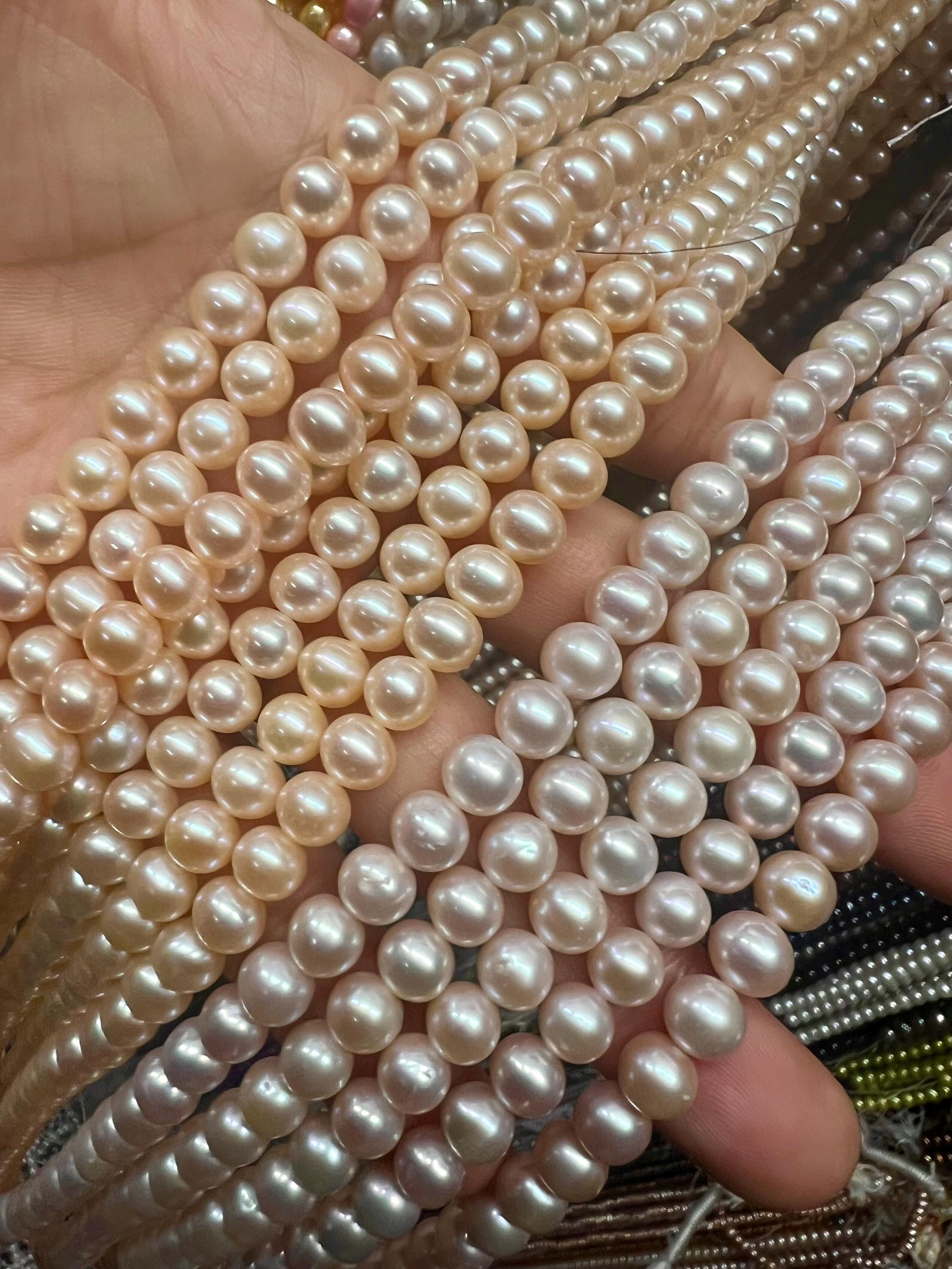 Full strand  15.5" AAA 7-7.5mm 8-9mm Freshwater pearl, perfect clean pearl Natural color silvered Pink Round off potato Pearl, deal sale