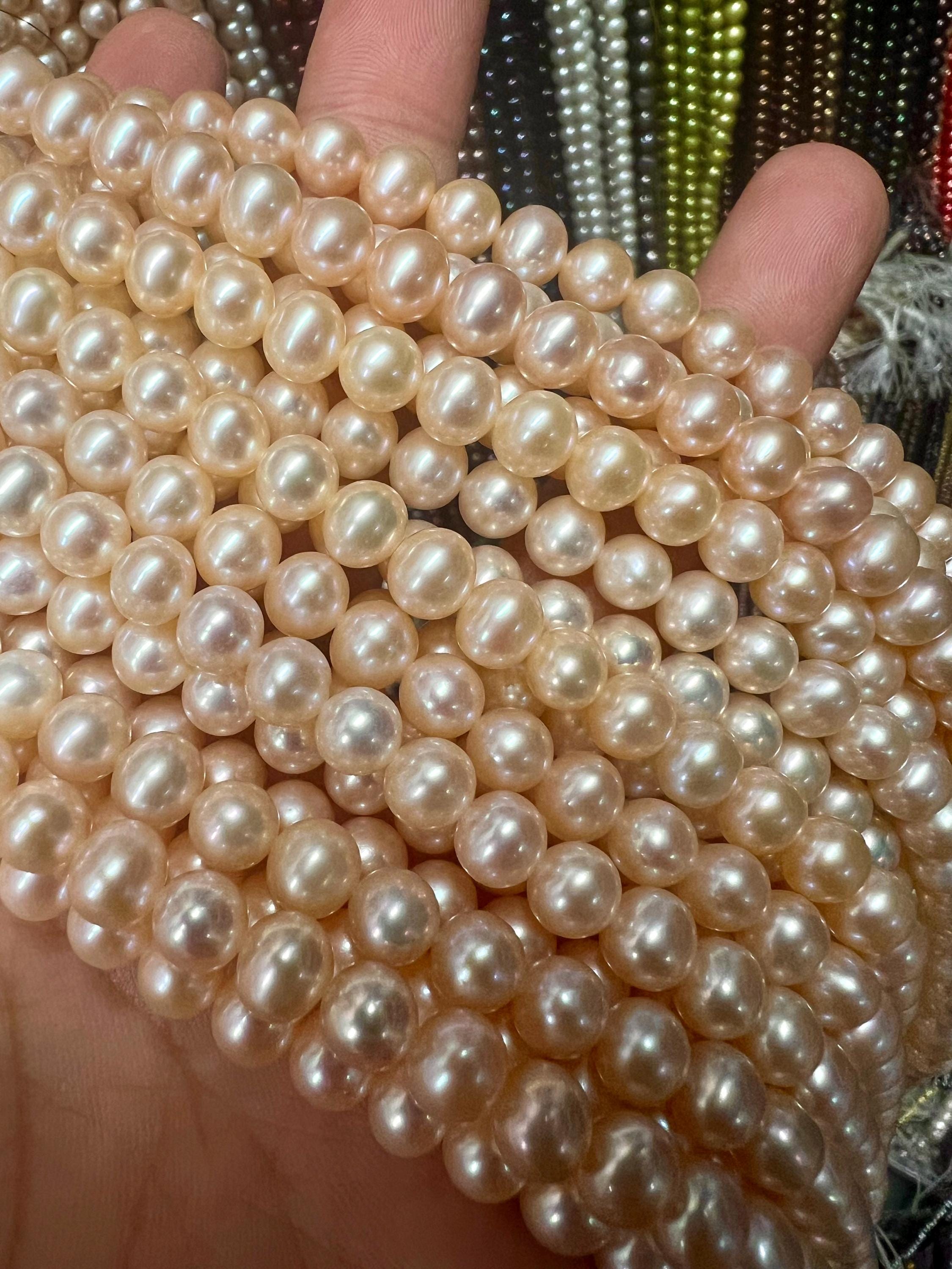 Full strand  15.5" AAA 7-7.5mm 8-9mm Freshwater pearl, perfect clean pearl Natural color silvered Pink Round off potato Pearl, deal sale