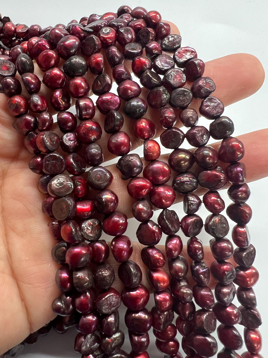 CLEARANCE SALE 8mm Corn Baroque Pearl Nugget Pearl Freshwater Pearl stunning burgundy red beads 15" full strand 55+ pcs DIY #CB6071 New