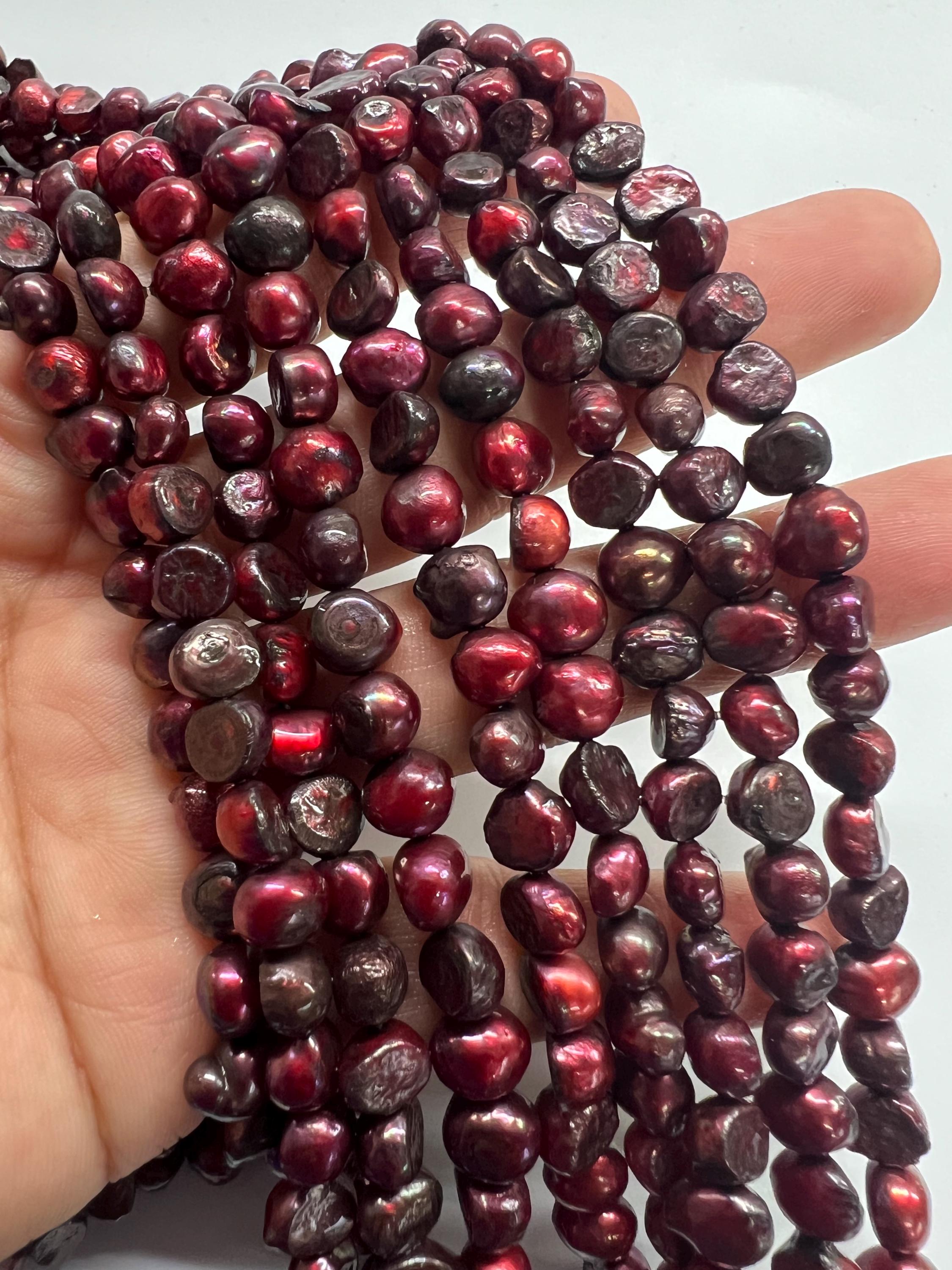 CLEARANCE SALE 8mm Corn Baroque Pearl Nugget Pearl Freshwater Pearl stunning burgundy red beads 15" full strand 55+ pcs DIY #CB6071 New