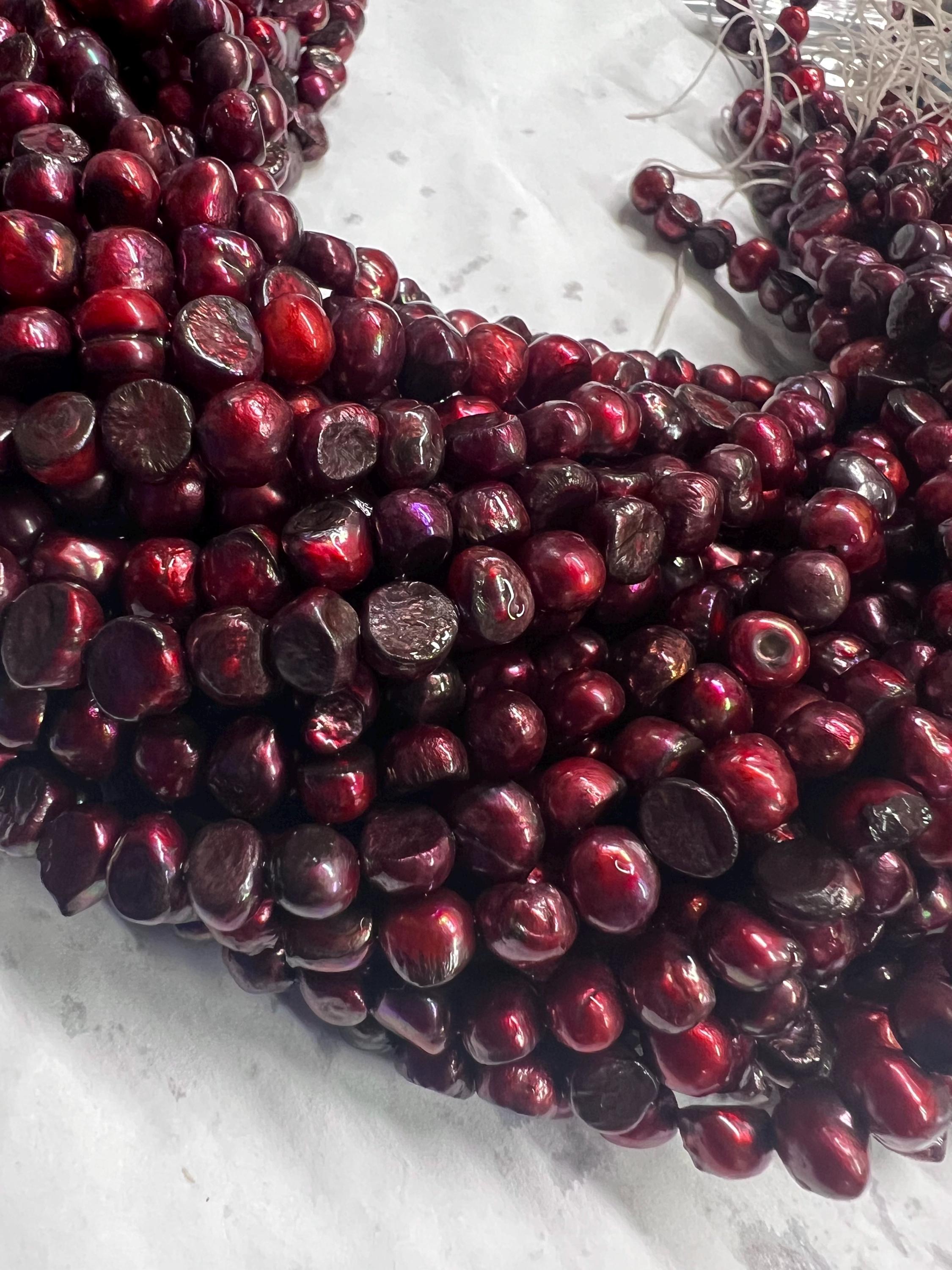 CLEARANCE SALE 8mm Corn Baroque Pearl Nugget Pearl Freshwater Pearl stunning burgundy red beads 15" full strand 55+ pcs DIY #CB6071 New