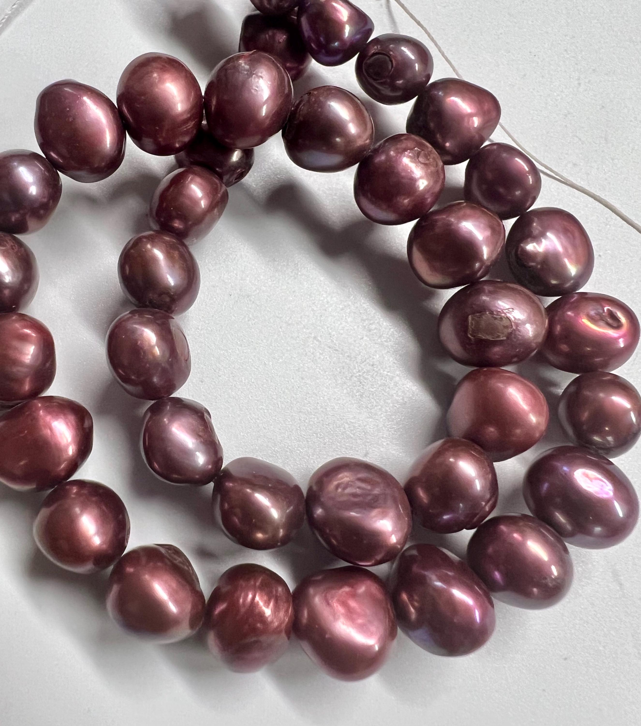 Large 11-12mm Baroque Nugget Freshwater Pearl Vintage mulberry red purple Wine color pearl, 16" Full strand Large 38+ pebble beads #BA4003