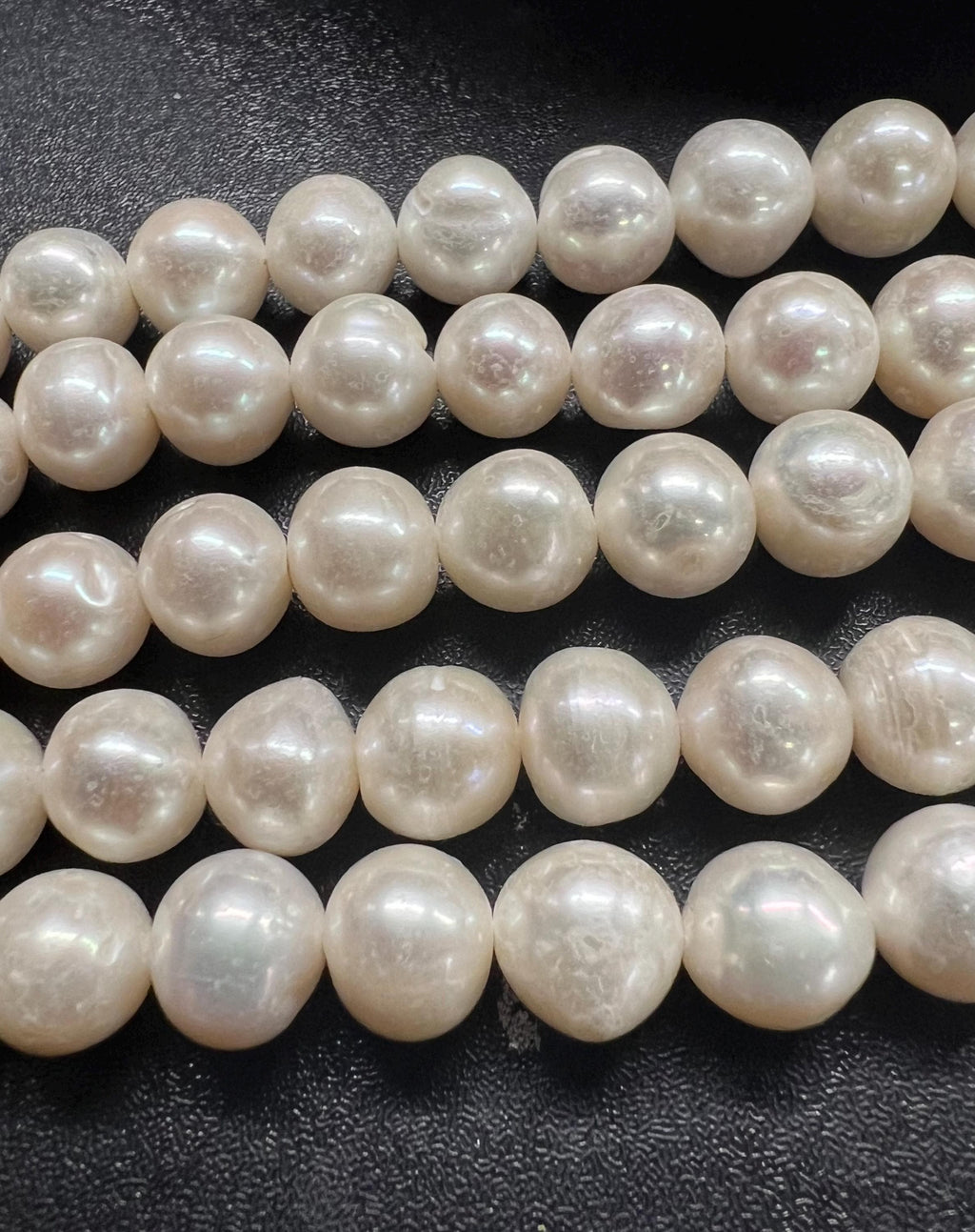 Good quality Luster 9.5-10mm round off Freshwater Pearl Ivory White Pearl Beads 15.5'' Full Strand 40+ pc genuine pearl---#RS3010B