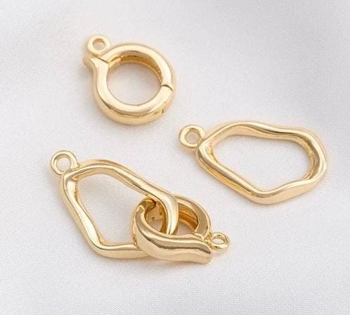 14k yellow Gold plated pearl Clasp set, baroque pearl gold buckle clasp, flexible beading leave connection clasp, wholesale #FDC018 NEW