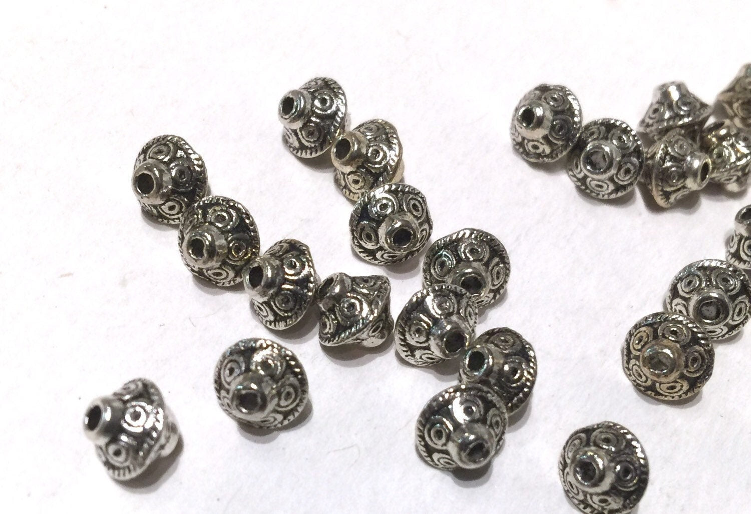 10pcs unique Tibetan Silver Rhombus spacer Beads, 6.5-7mmX6-6.5mm fine quality antique silver style loose beads #FDP204