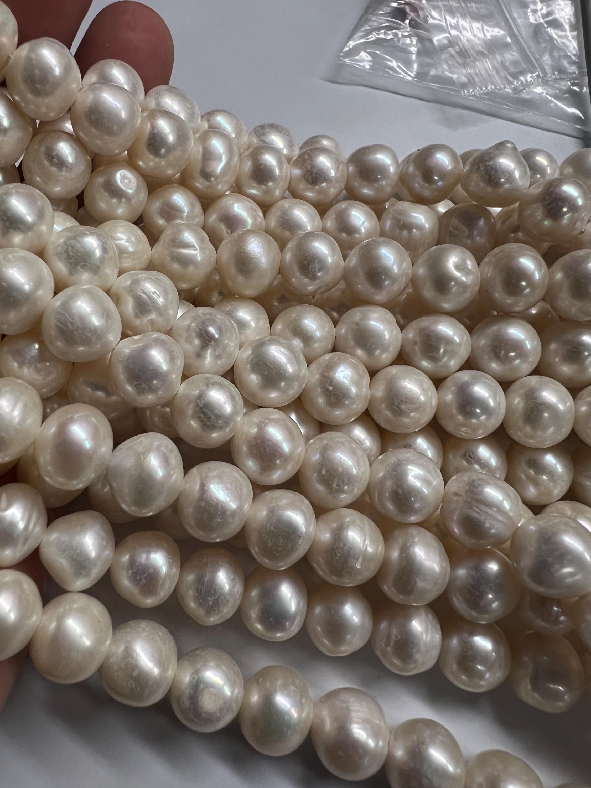 Good quality Luster 9.5-10mm round off Freshwater Pearl Ivory White Pearl Beads 15.5'' Full Strand 40+ pc genuine pearl---#RS3010B