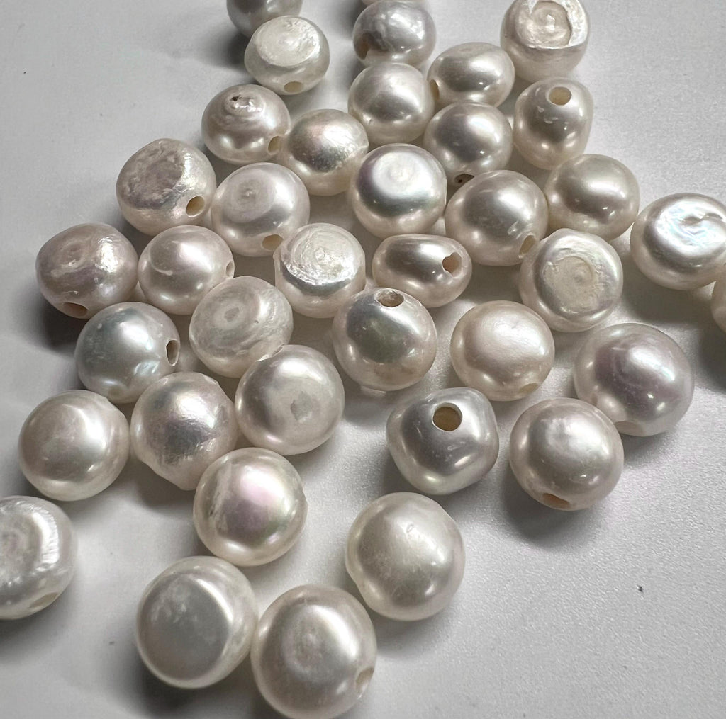 EXTRA 30% off Large Hole Pearl Baroque 9.5-10mm pebble Nugget Pearl Freshwater Pearl Natural white ivory 40pc  2.5mm hole #LH8022