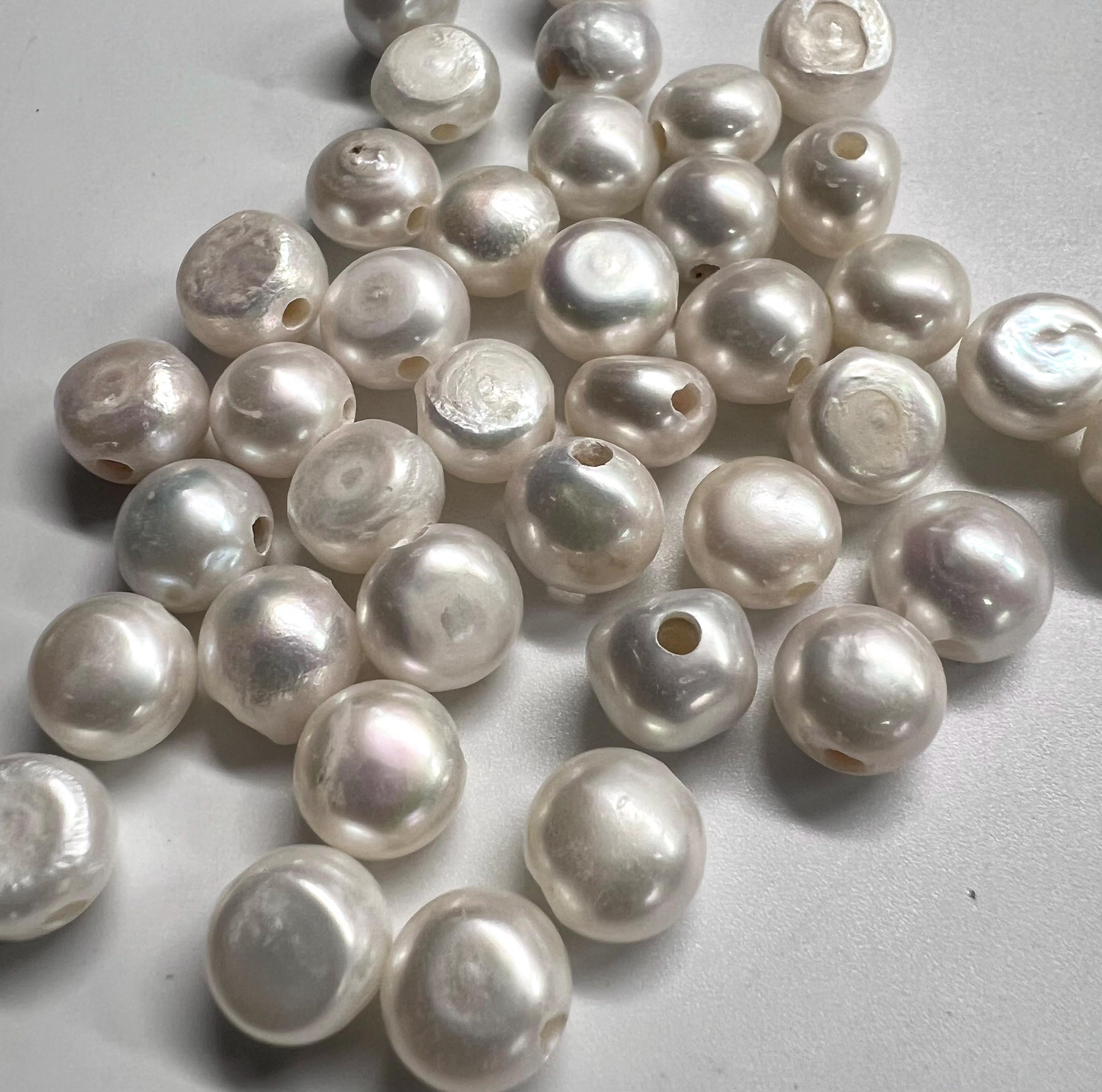 EXTRA 30% off Large Hole Pearl Baroque 9.5-10mm pebble Nugget Pearl Freshwater Pearl Natural white ivory 40pc  2.5mm hole #LH8022