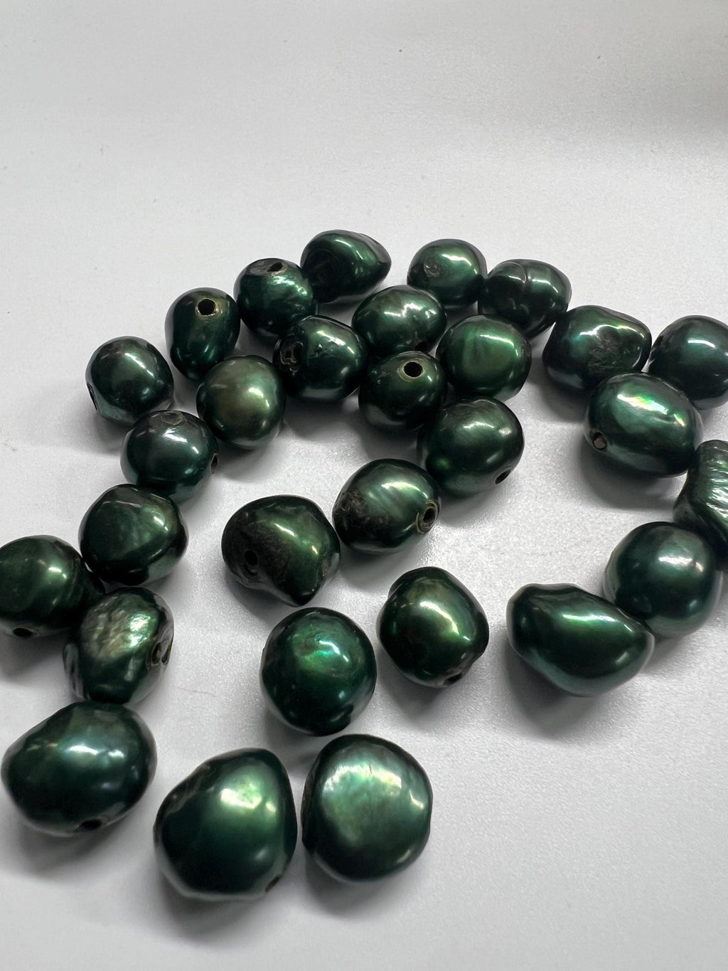 Unique Large Baroque pearl 11-13mm large Hole Freshwater Pearls 2mm genuine nugget pearl, 6pc forest Green loose Pearl beads #LH8061A NEW