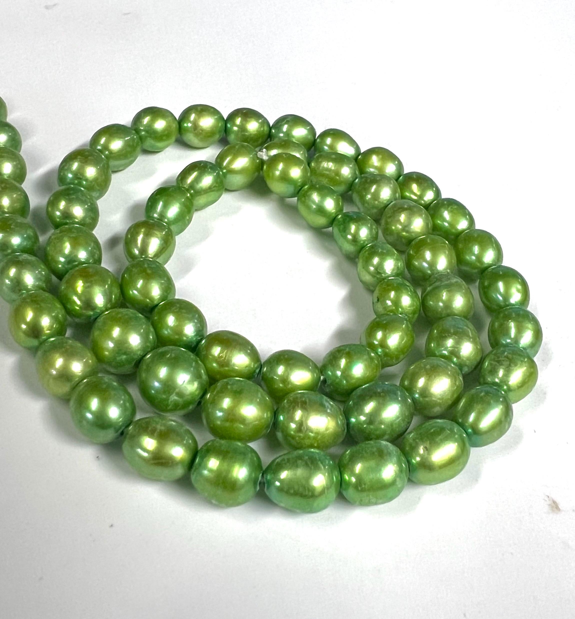NEW AA 6mmX 7mm short Rice Baroque Pearl Freshwater Pearl Spring color apple green oval pearl beads, 15" full strand 45+pc #DR3051 Sale