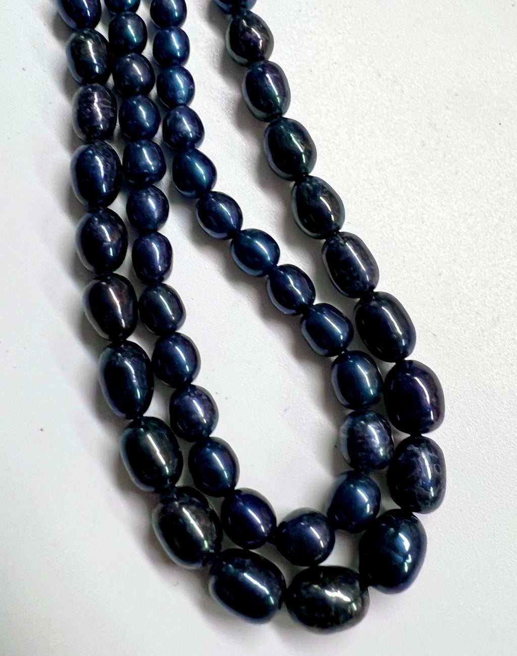 NEW AA+ 5.5mmX 6mm 6.5mmX 7-8mmshort Rice Baroque Pearl Night Ink Navy blue oval freshwater pearl beads, 15" full strand 45+pc #DR3051 Sale
