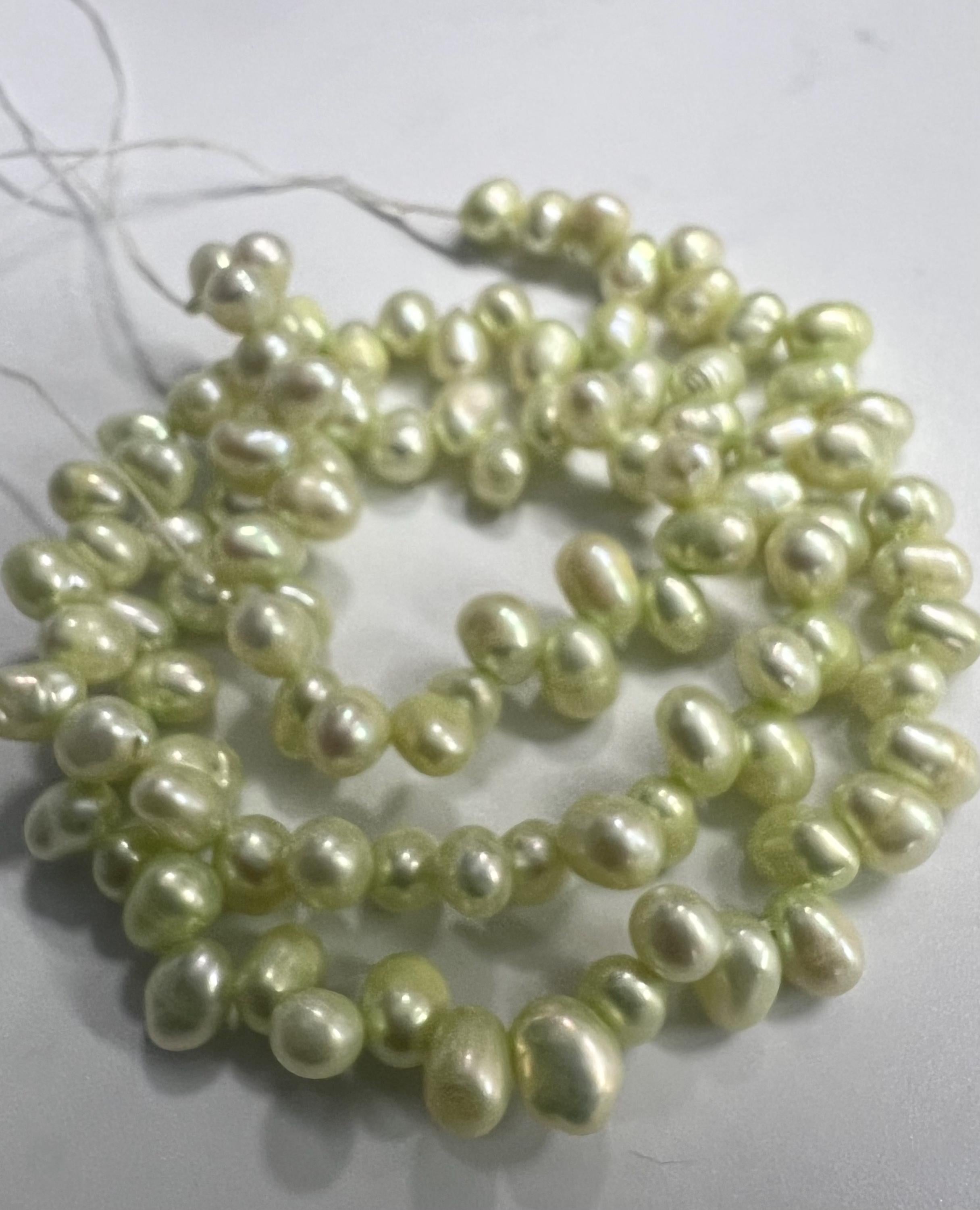 5X7mm Top drilled Dancing Pearl Freshwater Pearl, lemon green, light yellow green briolette tear drops pearl beads, 15" full strand #DR3147