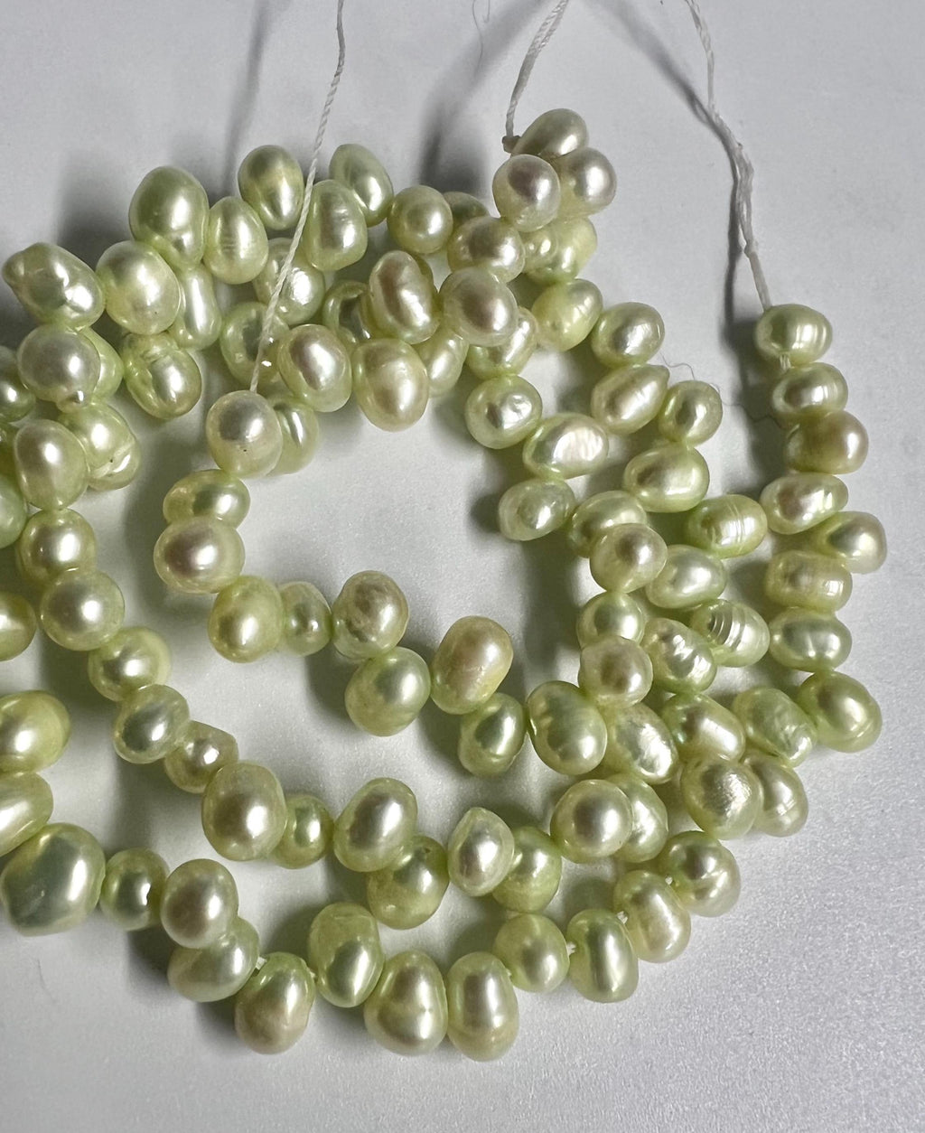 5X7mm Top drilled Dancing Pearl Freshwater Pearl, lemon green, light yellow green briolette tear drops pearl beads, 15" full strand #DR3147