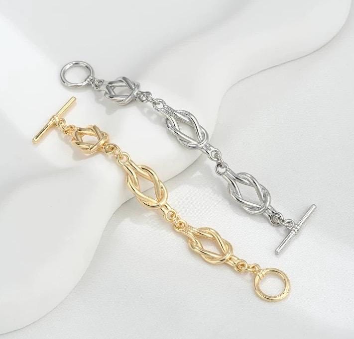 14k Gold plated pearl Bracelet set, baroque pearl gold bracelet chain knot, flexible beading bracelet connection with clasp #FDC021 NEW