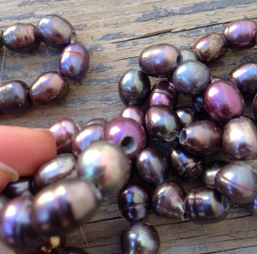 8mm X 9-10mm Large Hole Pearl Freshwater Pearls 2.5mm mixed Peacock color nugget pearl 10 Pc baroque Rice Pearl , wholesale #LH8047