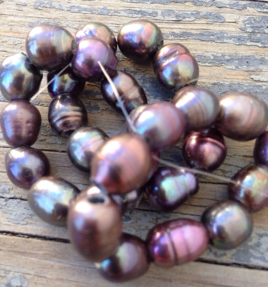 8mm X 9-10mm Large Hole Pearl Freshwater Pearls 2.5mm mixed Peacock color nugget pearl 10 Pc baroque Rice Pearl , wholesale #LH8047