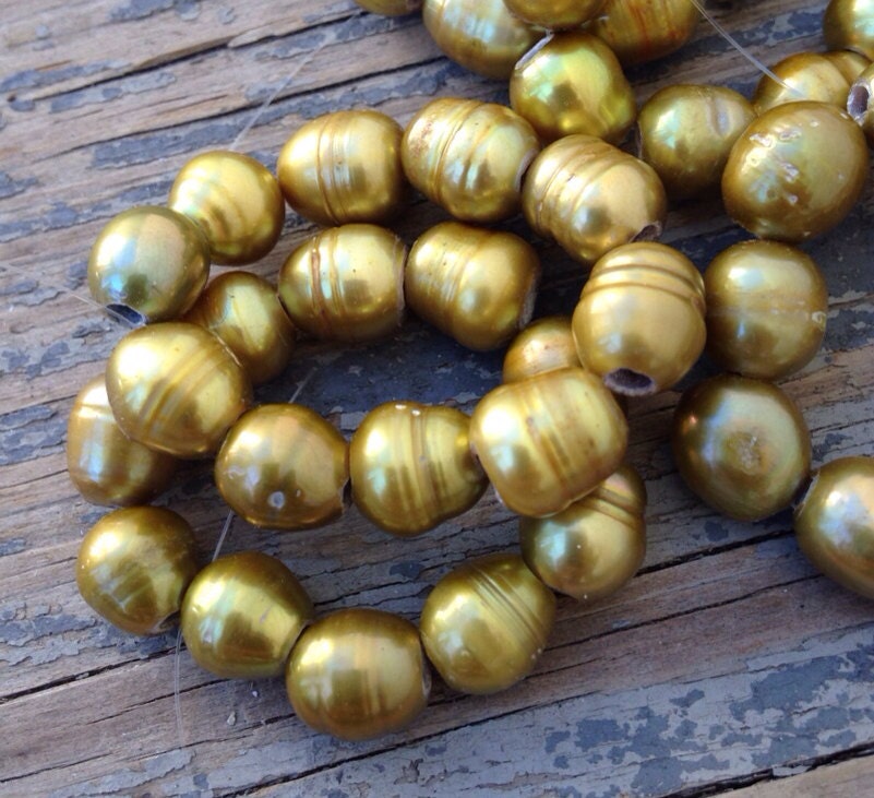 8mm X 9-10mm Large Hole Pearl Freshwater Pearls 2.5mm olive green color nugget pearl 10 Pc baroque Rice Pearl , wholesale #LH8048