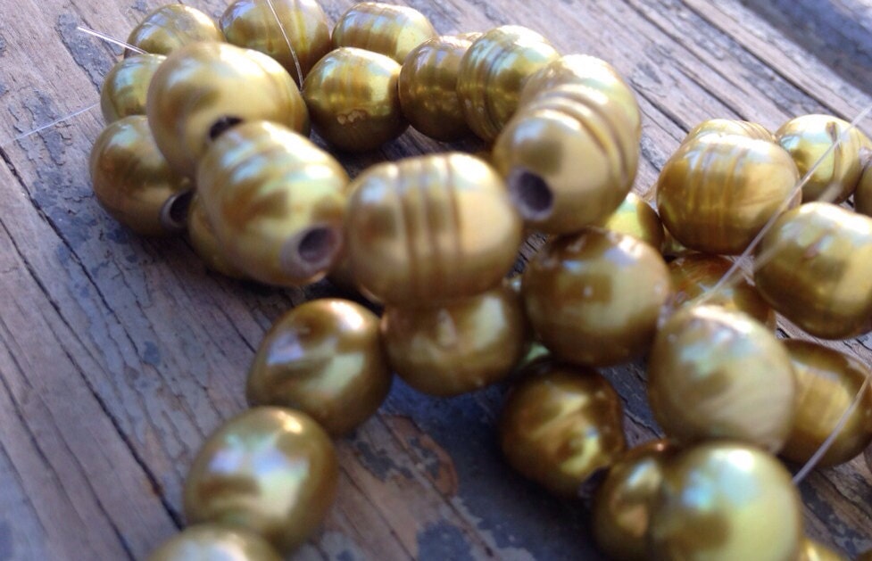 8mm X 9-10mm Large Hole Pearl Freshwater Pearls 2.5mm olive green color nugget pearl 10 Pc baroque Rice Pearl , wholesale #LH8048