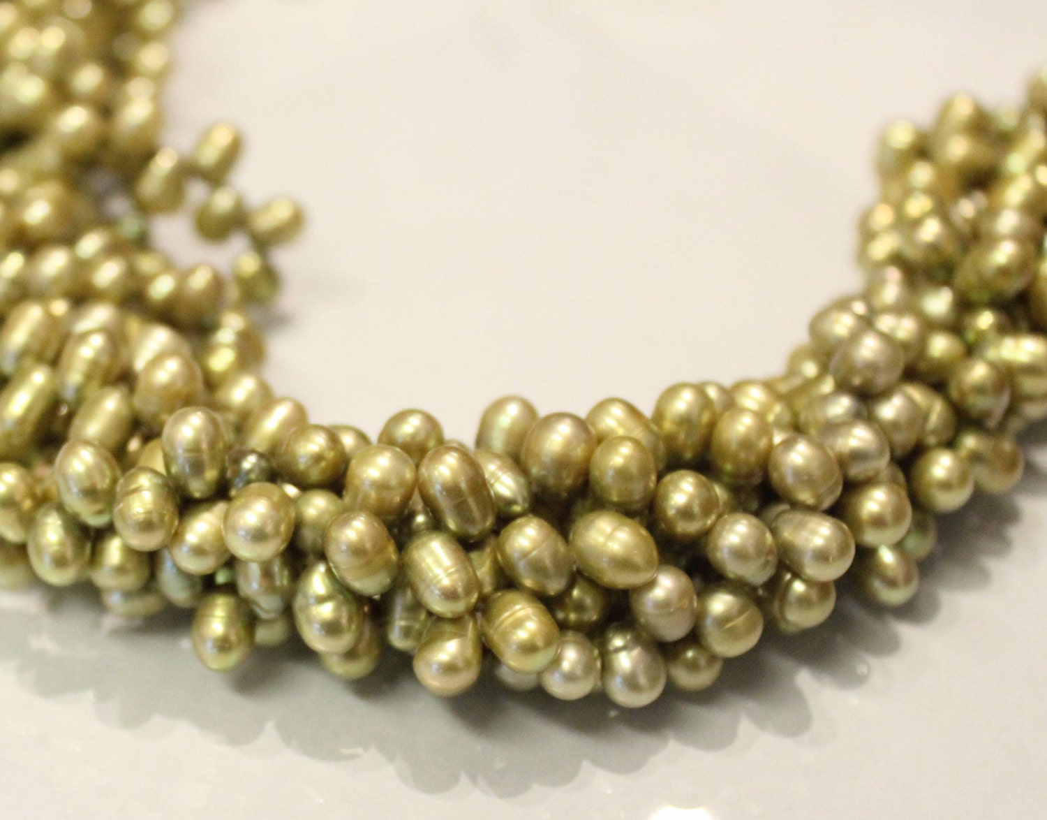 Top Drilled Dancing Pearl Freshwater Pearl vintage olive green 5X8mm briolette tear drop pearl beads full strand 15" #DR3101