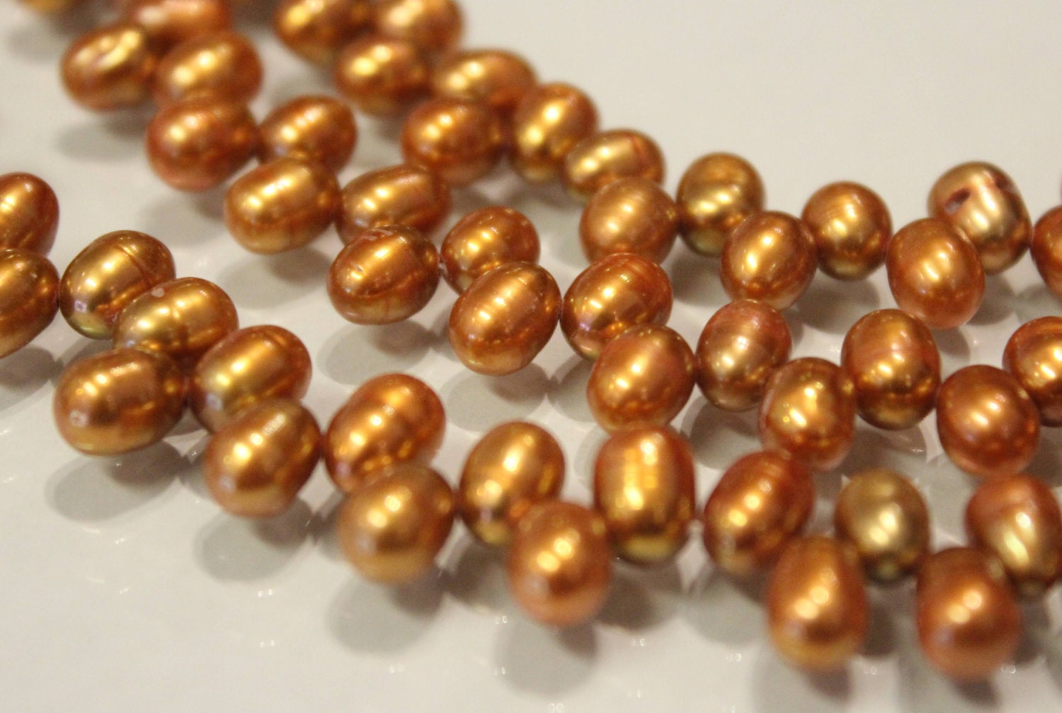 5-6mmX8mm Top drilled Dancing Pearl Freshwater Pearl copper brass brown briolette tear drop pearl beads full strand 15" #DR3103
