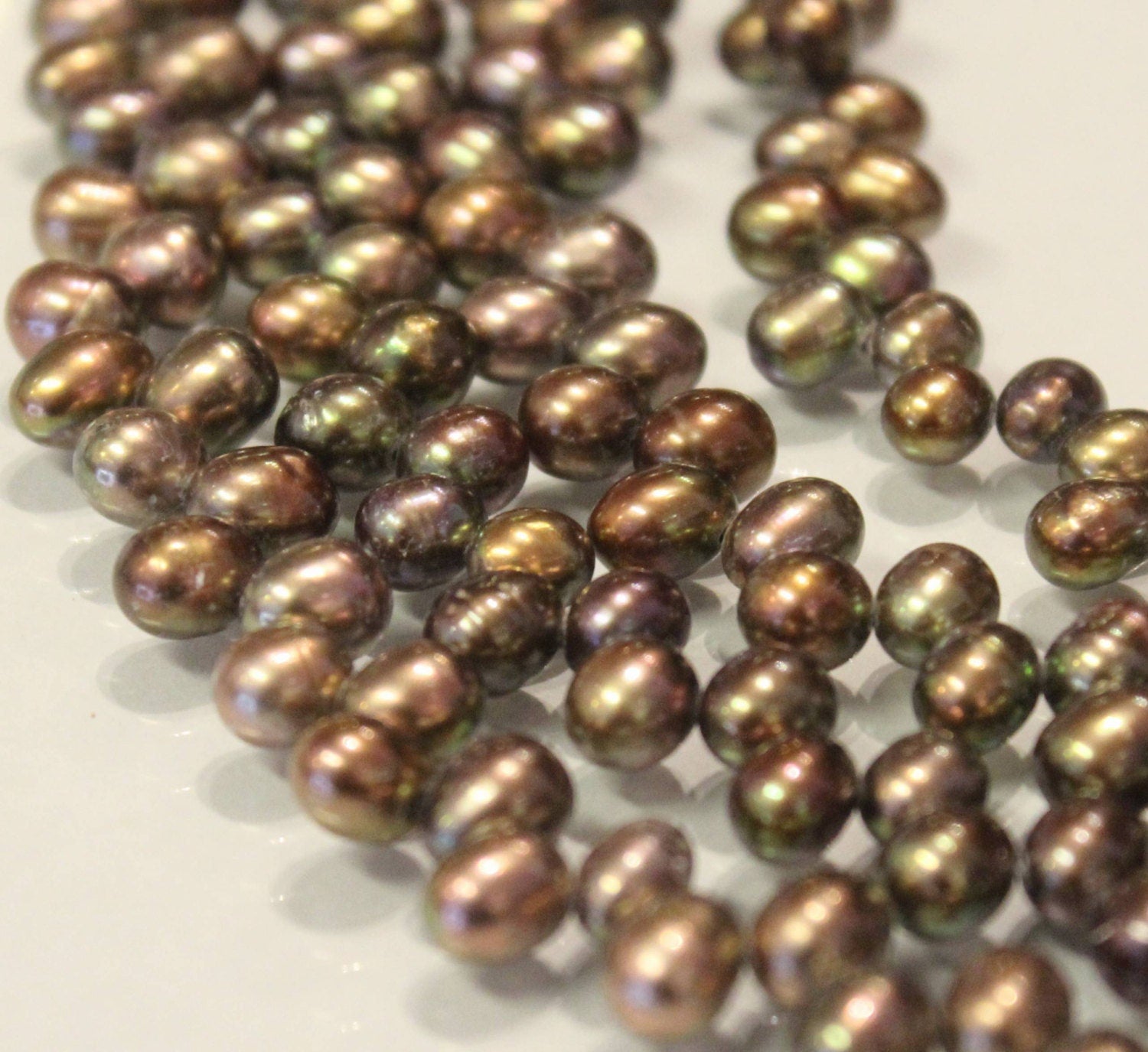 AA+ Top drilled Dancing Pearl 6X8mm rice Freshwater Pearl Csatin peacock brown briolette tear drop pearl beads full strand 15" #DR3104