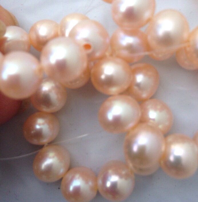AA+ 7-8mm Round Freshwater Pearl 1.5mm Large Hole Pearl Natural pink peach champagne ---10 pc set high quality 1.5mm hole- LH8026