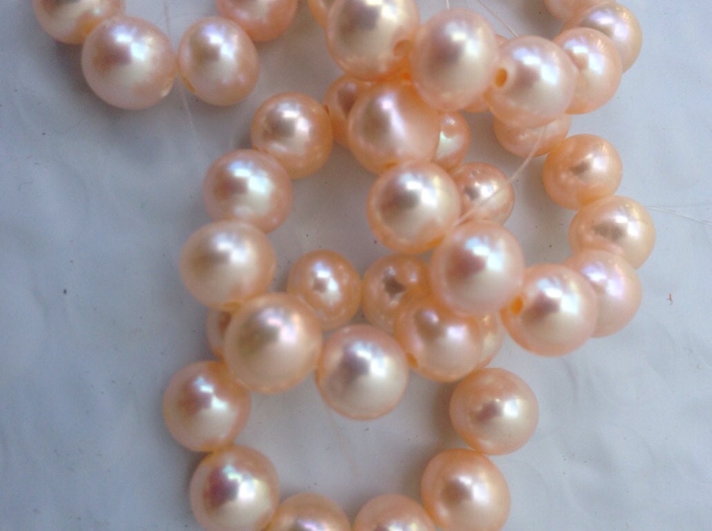 AA+ 7-8mm Round Freshwater Pearl 1.5mm Large Hole Pearl Natural pink peach champagne ---10 pc set high quality 1.5mm hole- LH8026