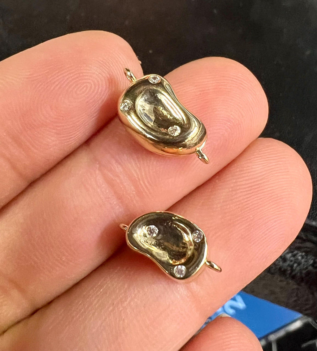 14k Gold filled pearl Clasp set, bean shape with CZ Diamond stone paved baroque pearl gold magnet clasp beading clasp, wholesale #FDC019 NEW