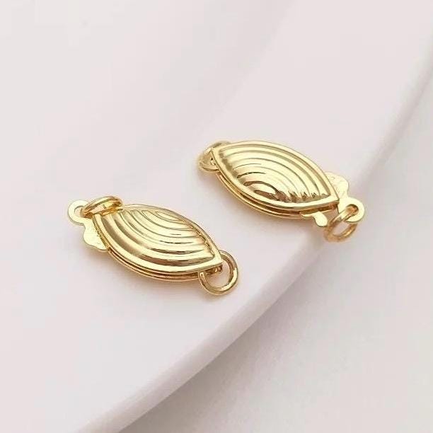 14k Gold filled pearl Clasp classic fish Clasp 5.5x11mm Filigree Pearl Bead Fish Hook Clasp Single Strand clasp oval shape #FDC020