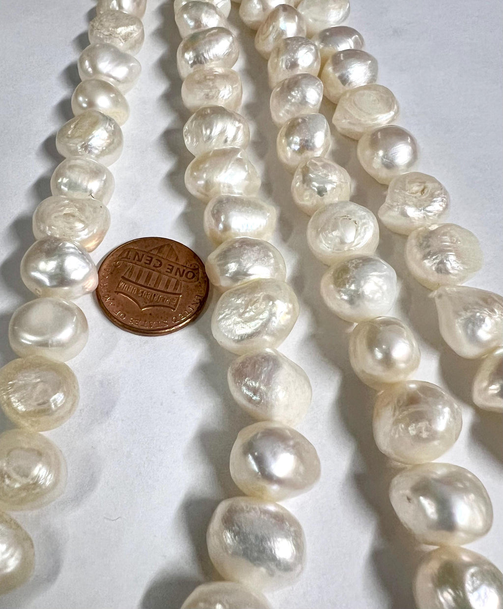 Rare X-Large AA 12-15mm Baroque Pearl Freshwater Pearl, 100% nacre pebble Ivory white cream nugget pearl beads, 15" full strand New Arrival