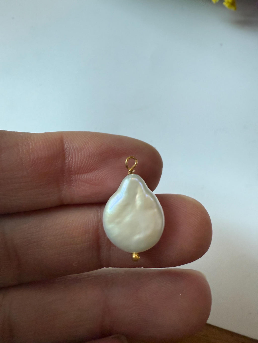 AAA Coin pearl Pendant charm 14k gold filled natural white/ Metalica pink baroque coin pearl Dangle Pendant charm, DIY Making jewelry supply
