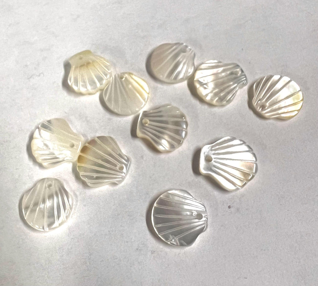 2PC pair 11mm Mother of Pearl Beads, shinning natural Ivory White south sea butterfly shell beads charm for DIY, shell Charm Raw pearl shell