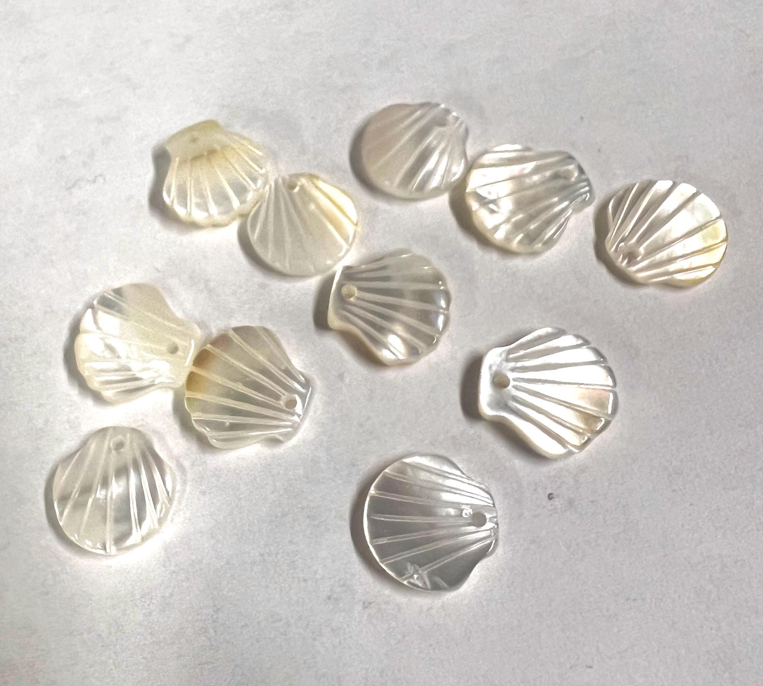 2PC pair 11mm Mother of Pearl Beads, shinning natural Ivory White south sea butterfly shell beads charm for DIY, shell Charm Raw pearl shell