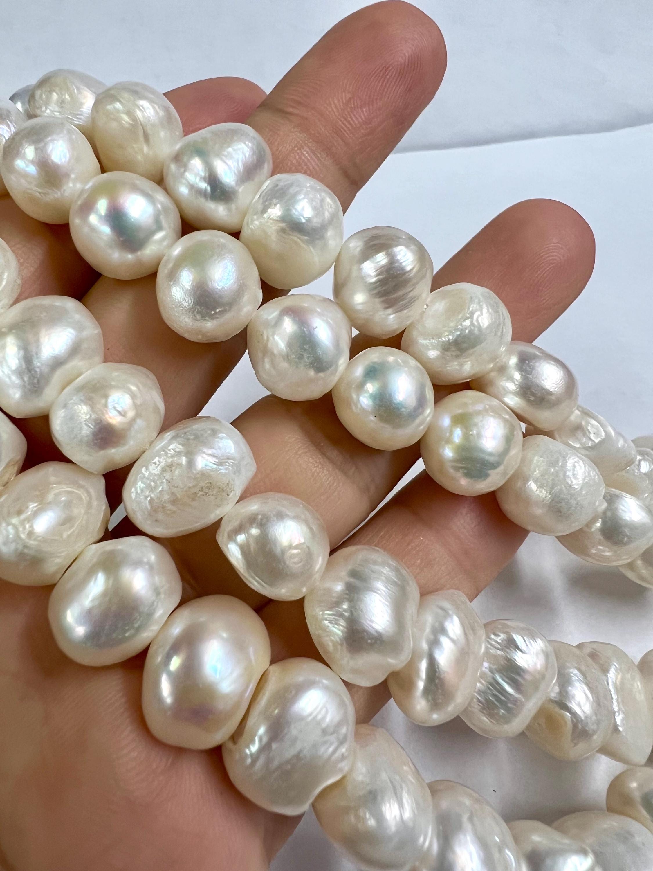 Rare X-Large AA 12-15mm Baroque Pearl Freshwater Pearl, 100% nacre pebble Ivory white cream nugget pearl beads, 15" full strand New Arrival