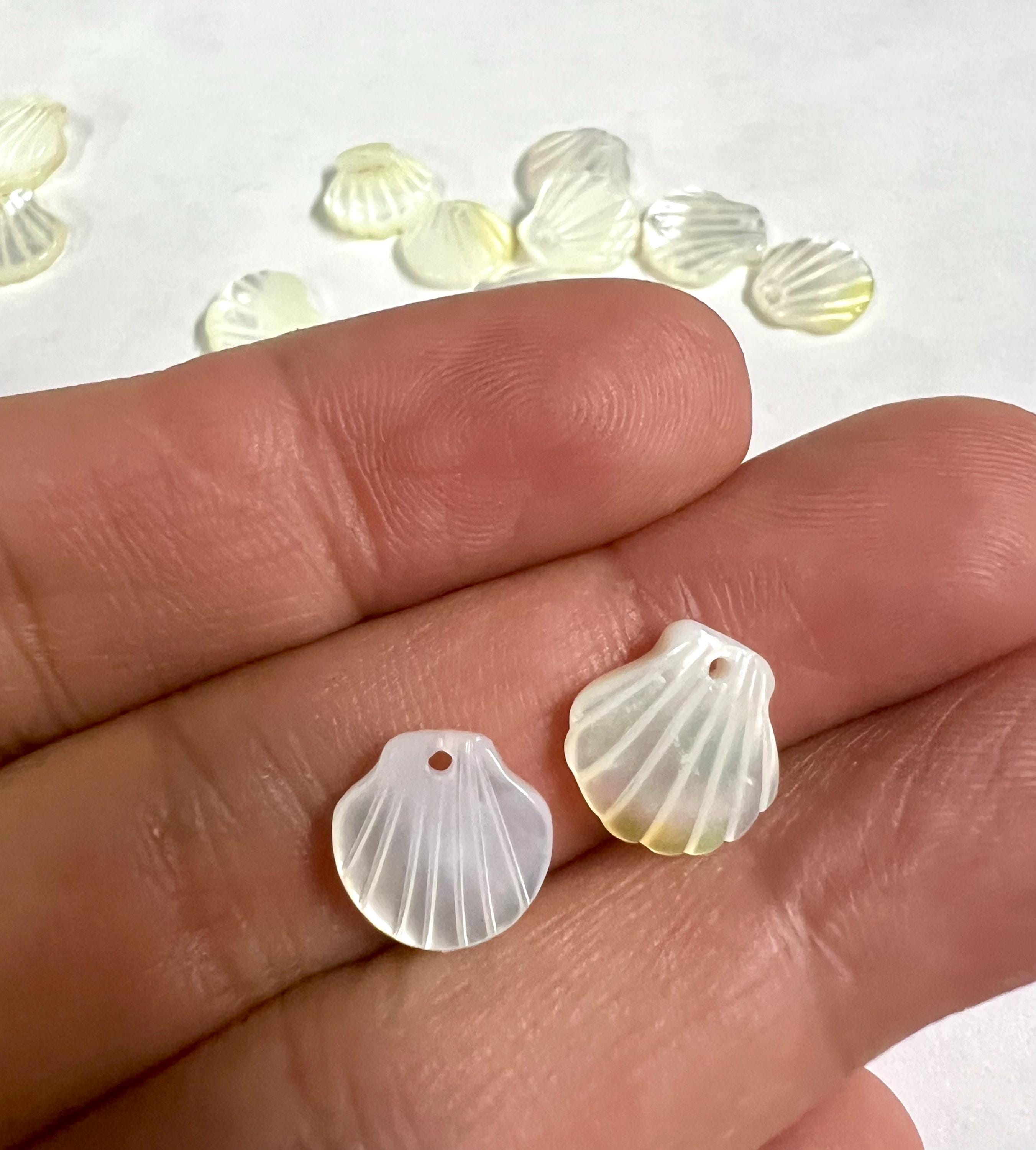 2PC pair 11mm Mother of Pearl Beads, shinning natural Ivory White south sea butterfly shell beads charm for DIY, shell Charm Raw pearl shell