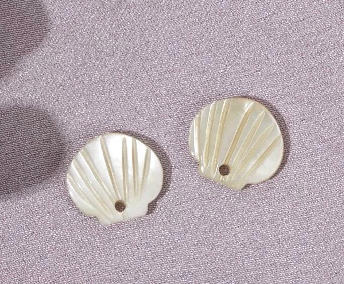 2PC pair 11mm Mother of Pearl Beads, shinning natural Ivory White south sea butterfly shell beads charm for DIY, shell Charm Raw pearl shell