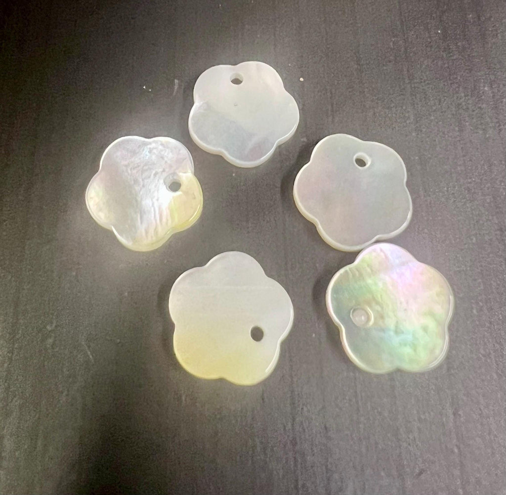 2PC pair 11mm Mother of Pearl Beads, shinning natural Ivory White south sea butterfly shell beads charm for DIY, flower Charm Raw pearl