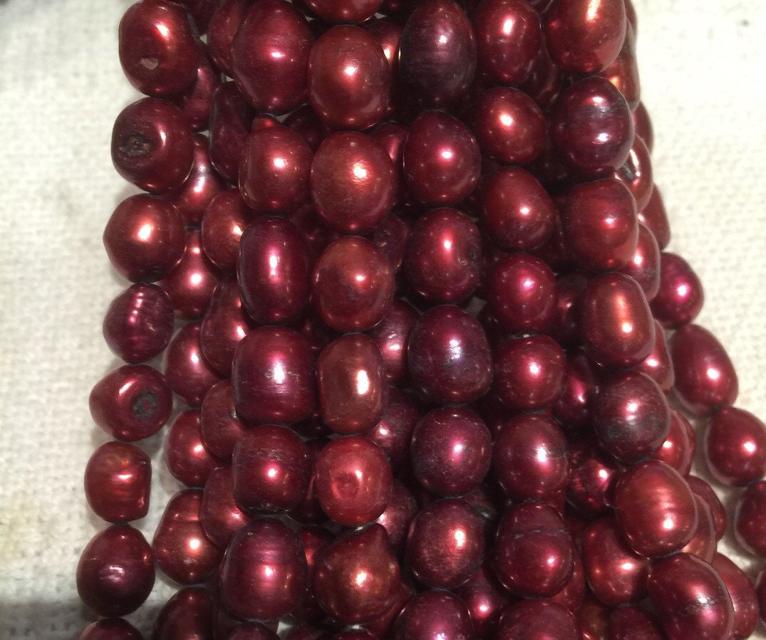 AA 8mmX9-12mm Baroque Freshwater Pearl Vintage Iron Red loose pearls beads ---15" Full strand genuine pearl  Sale #BA4025