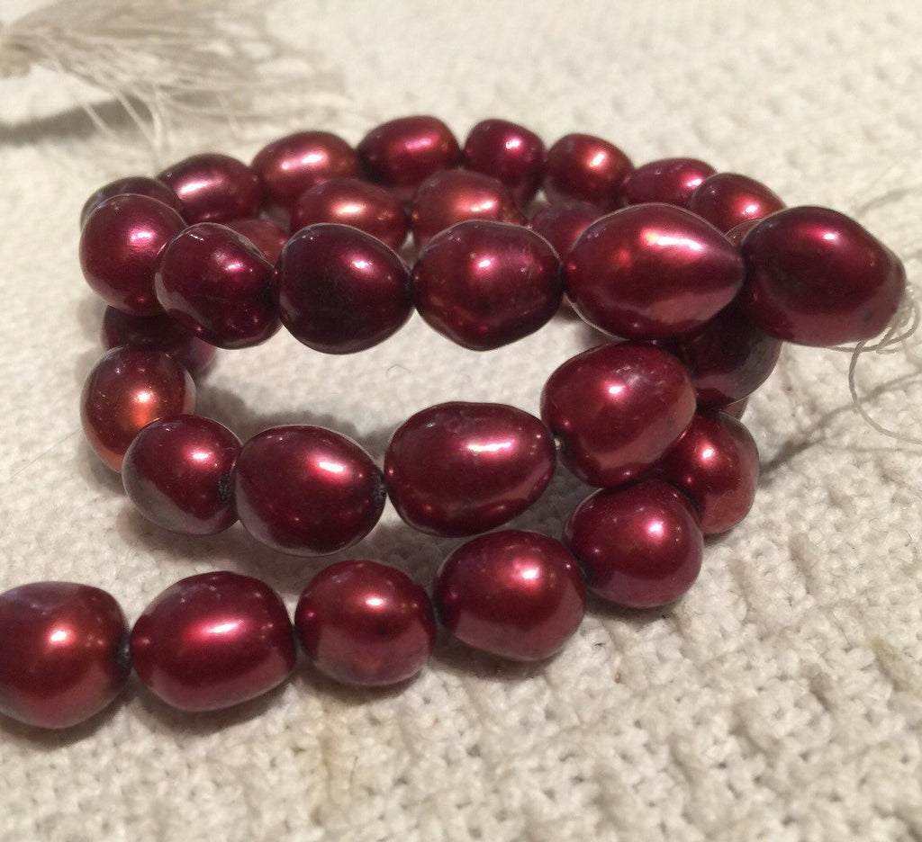AA 8mmX9-12mm Baroque Freshwater Pearl Vintage Iron Red loose pearls beads ---15" Full strand genuine pearl  Sale #BA4025