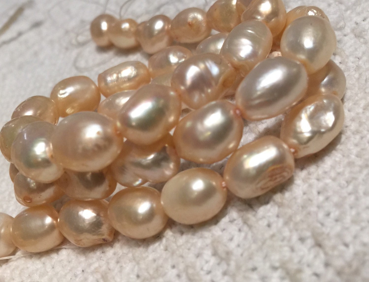 Freshwater Pearl Baroque pearl Champagne 8-11mm ----15" Full strand genuine pearl Clearance Sale #BA4029