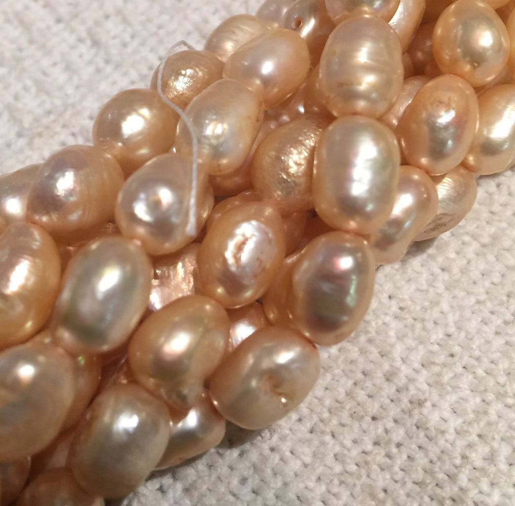 Freshwater Pearl Baroque pearl Champagne 8-11mm ----15" Full strand genuine pearl Clearance Sale #BA4029