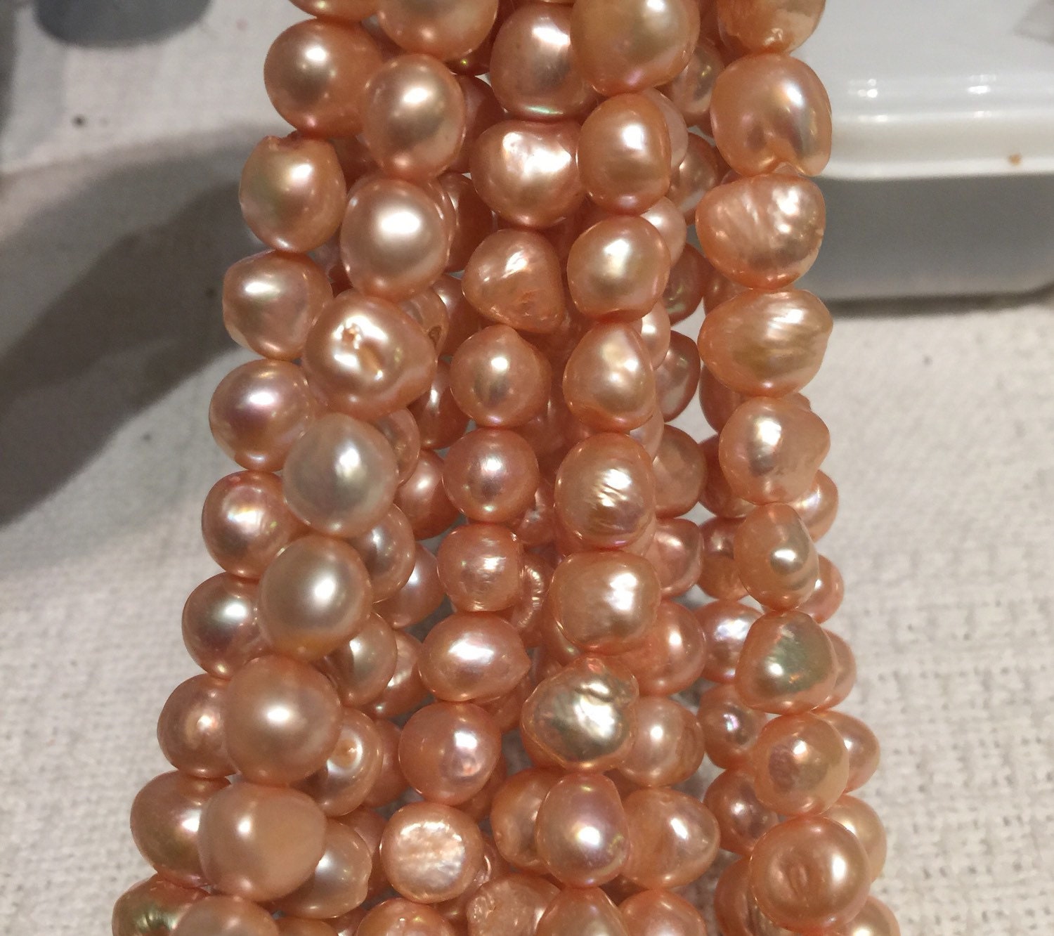 Freshwater Pearl Baroque Pearl Peach champagne large pearl nugget 10-11mm----15" Full Strand Genuine Pearl NEW PROMOTION Sale #BA4050