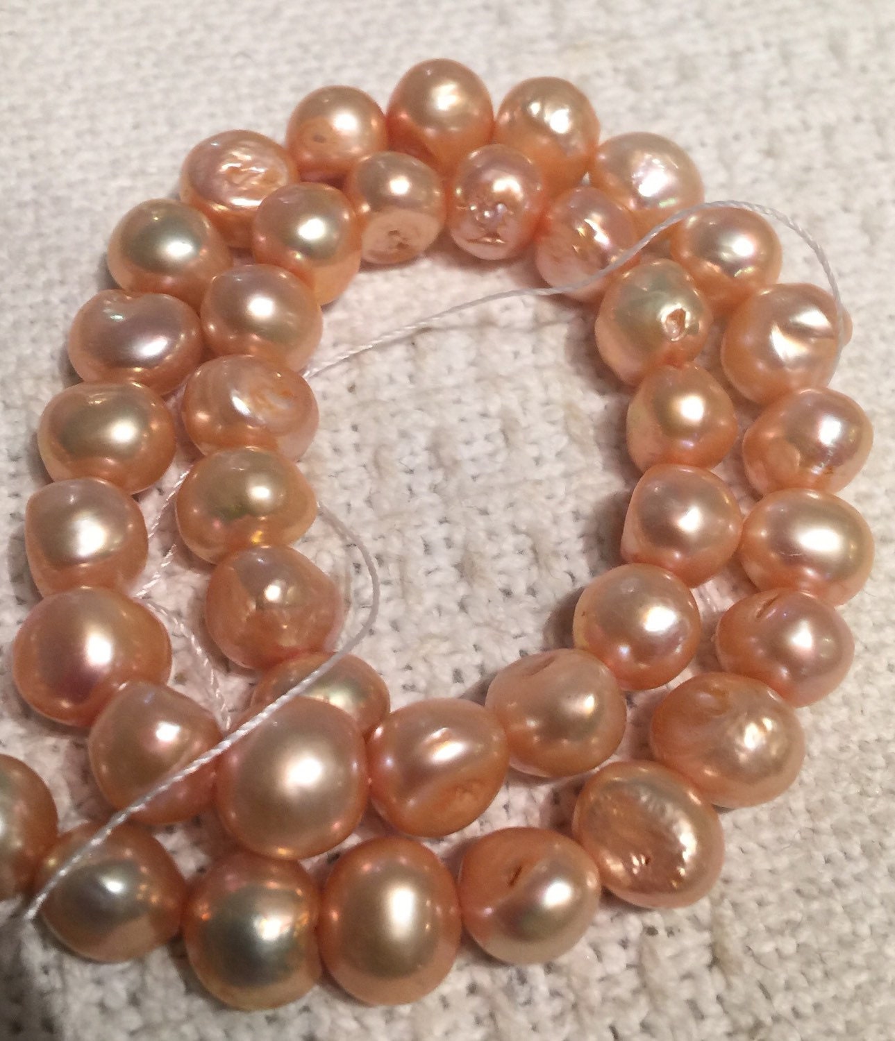 Freshwater Pearl Baroque Pearl Peach champagne large pearl nugget 10-11mm----15" Full Strand Genuine Pearl NEW PROMOTION Sale #BA4050