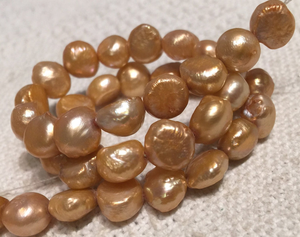 Freshwater Pearl Baroque Pearl Vintage Peach large pearl nugget 9-11mm----15 inches Full Strand Genuine Pearl NEW PROMOTION Sale #BA4045