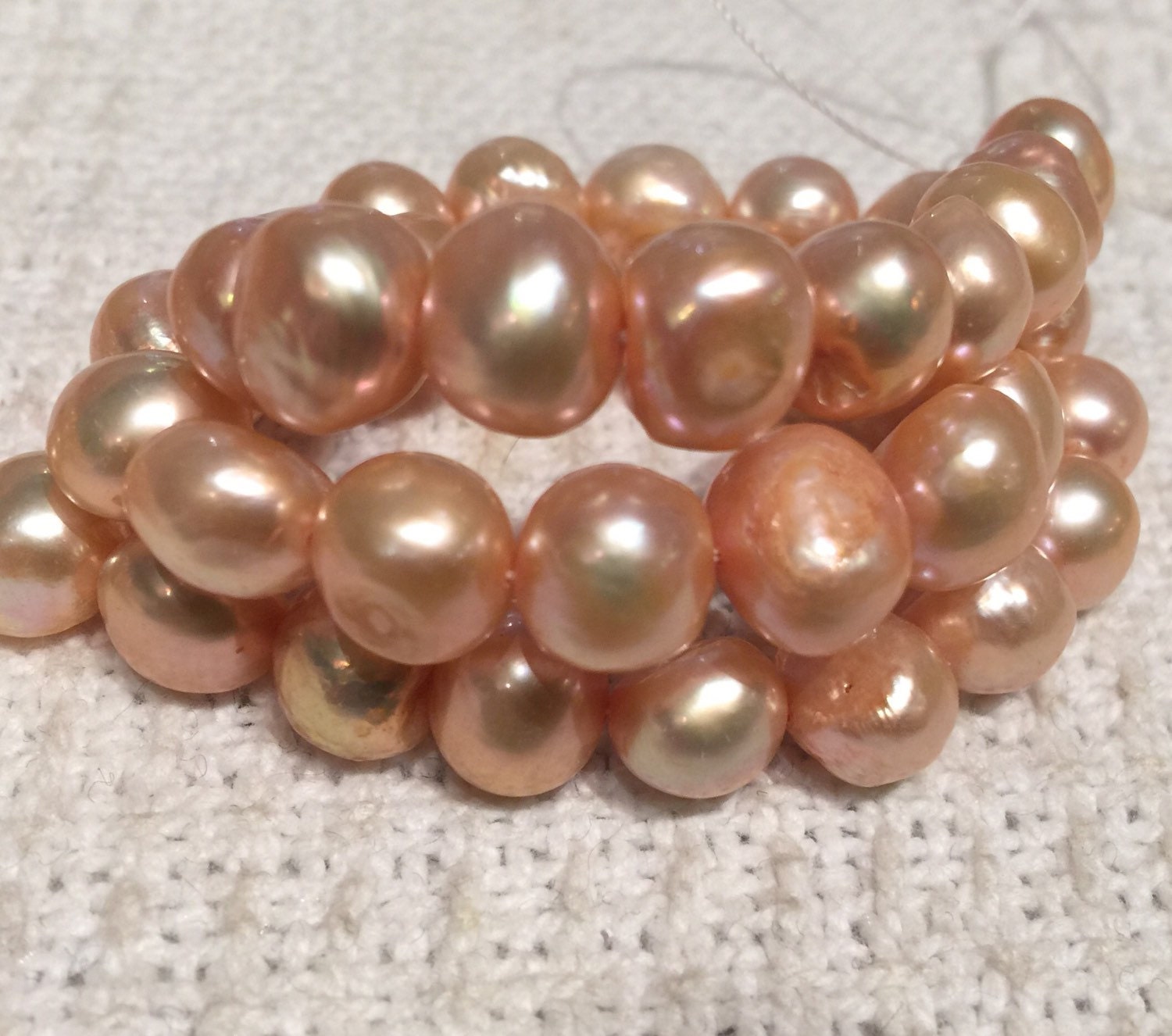 Freshwater Pearl Baroque Pearl Peach champagne large pearl nugget 10-11mm----15" Full Strand Genuine Pearl NEW PROMOTION Sale #BA4050