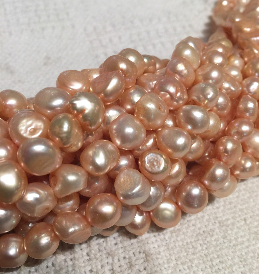 Freshwater Pearl Baroque Pearl Peach champagne large pearl nugget 10-11mm----15" Full Strand Genuine Pearl NEW PROMOTION Sale #BA4050