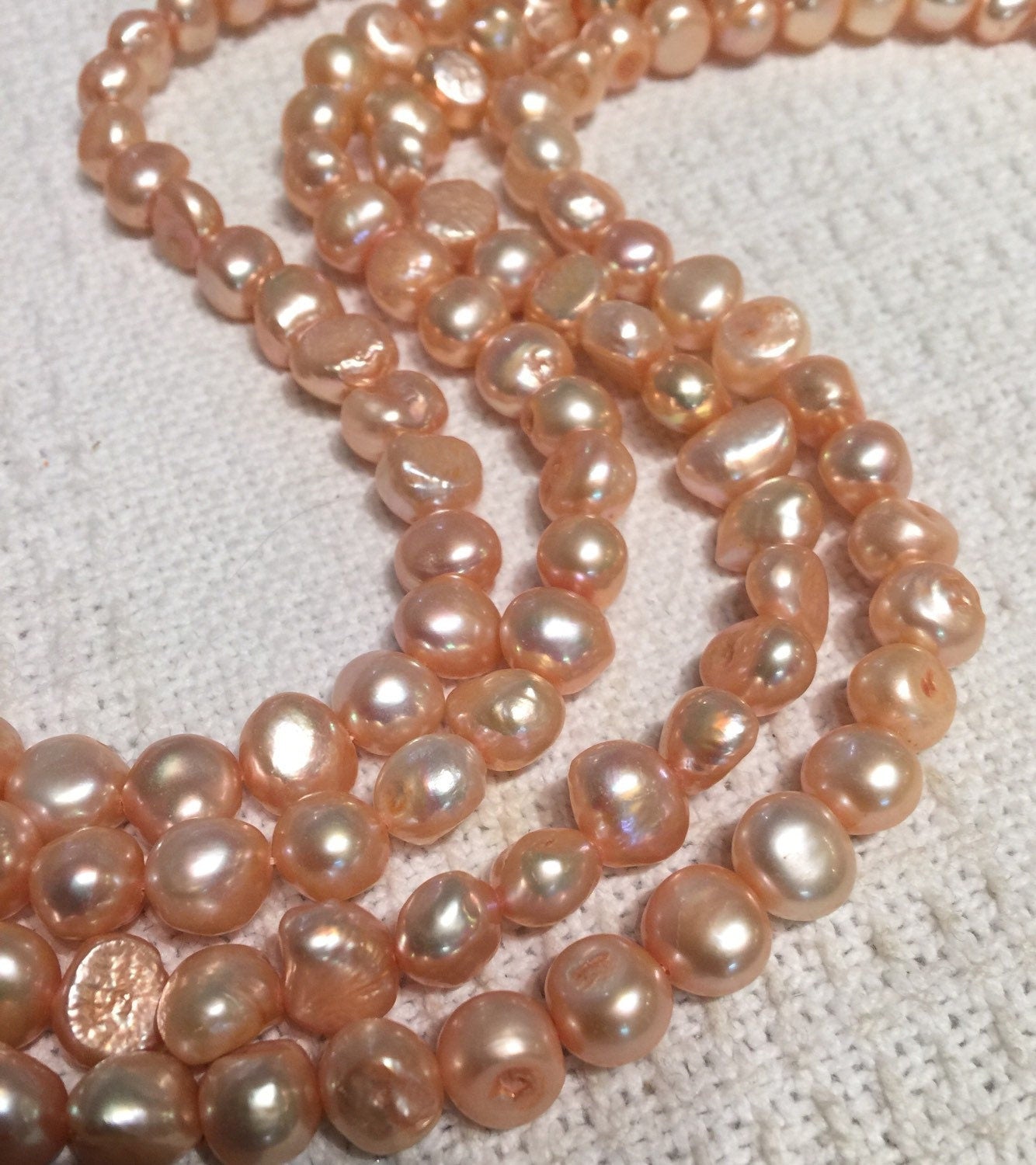 Freshwater Pearl Baroque Pearl Peach champagne large pearl nugget 10-11mm----15" Full Strand Genuine Pearl NEW PROMOTION Sale #BA4050