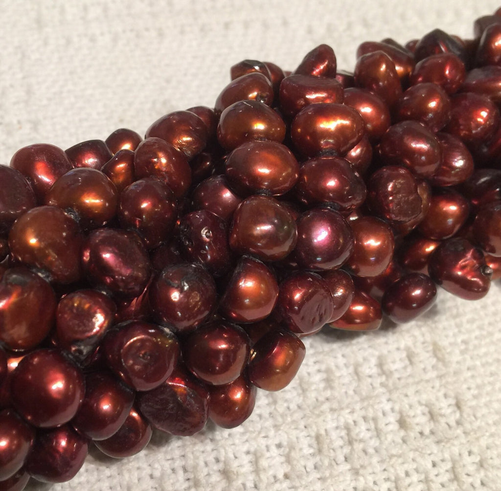 Freshwater Pearl Baroque Pearl Iron Red large pearl nugget 10-11mm----15" Full Strand Genuine Pearl NEW PROMOTION Sale  #BA4049