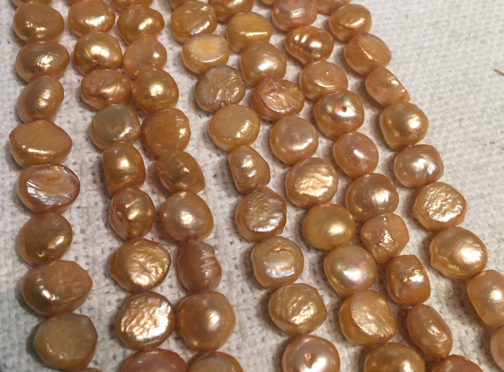 Freshwater Pearl Baroque Pearl Vintage Peach large pearl nugget 9-11mm----15 inches Full Strand Genuine Pearl NEW PROMOTION Sale #BA4045