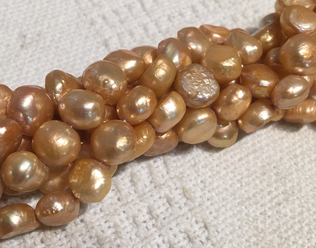 Freshwater Pearl Baroque Pearl Vintage Peach large pearl nugget 9-11mm----15 inches Full Strand Genuine Pearl NEW PROMOTION Sale #BA4045